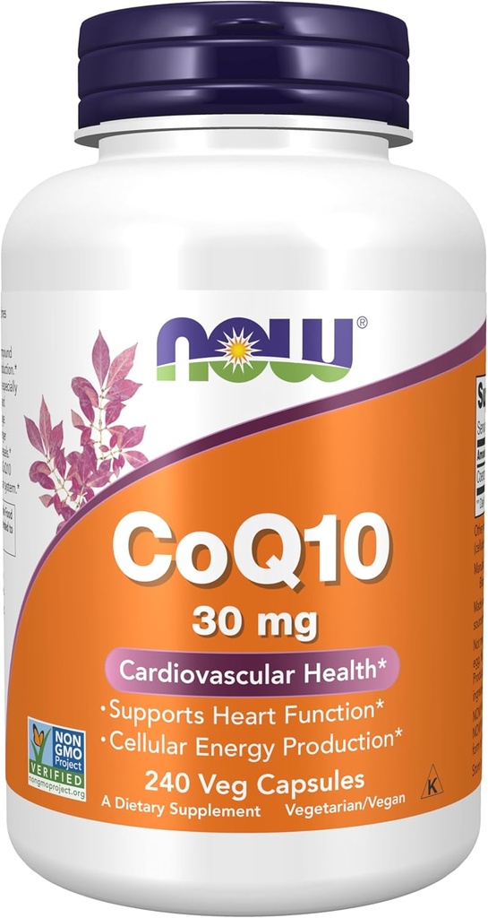 Now Supplements, CoQ10 30 mg, Pharmaceutical Grade, All- Trans Form produceret ved gæring, 240 Veg Kapsler