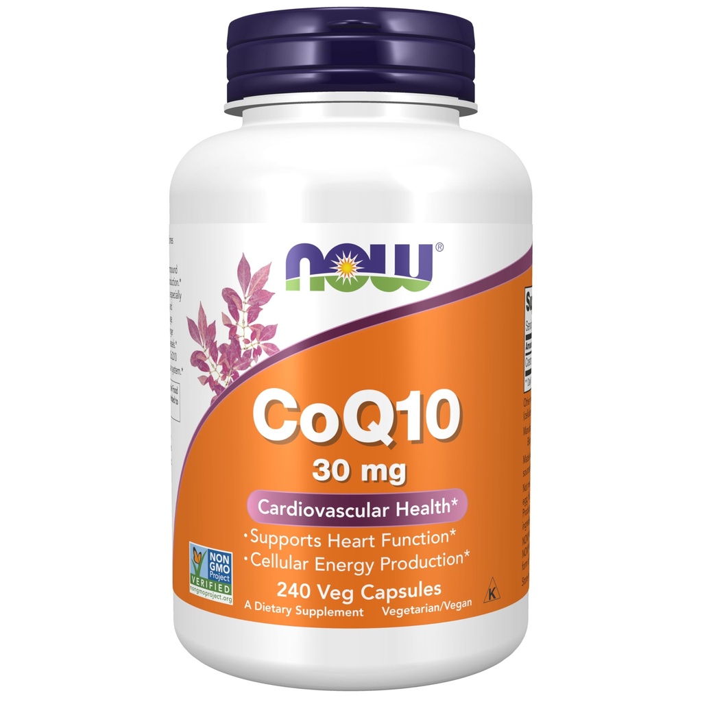 Now Supplements, CoQ10 30 mg, Pharmaceutical Grade, All- Trans Form produceret ved gæring, 240 Veg Kapsler