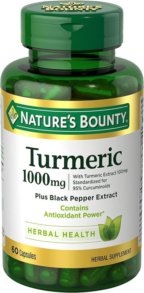 Naturens Bounty Gurmerisk med sort peber ekstrakt, understøtter Antioxidant Sundhed, 1000mg, 60 kapsler