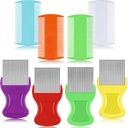 Maitys 8 stykker loppe lus Combs Dobbelt sidet lus og nit fjernelse hår grooming plast og metal Comb for mennesker Kæledyr (3,5 x 2 tommer, 3,54 x 1,57 tommer, Orange, blå, lilla, hvid)