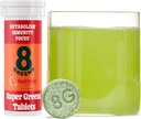 8Greens Supergreens Tablets Б124; Super Green Powder Superfood Tablet, Metabolisme Immunitet & Focus, Daily Green Effervescent Tablets, Organic: Aloe Vera, Spirulina, Chlorella, Blood Orange, 10 Servere
