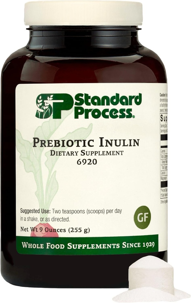 Standard Process Prebiotic Inulin - Gut Health & immun Support - Calcium & Magnesium for ben sundhed - God kilde til Fiber - Non- Soy, Non- Dairy, Gluten- Free & Vegan - 9 oz (255 g)