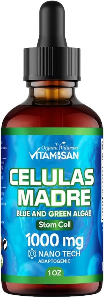 Celulas Madres Stem Cell Support, Plant- baseret, Adaptogen Blend, Cordyceps, Rhodiola Rosea, Afa, Astragalus, B Complex, Reishi, Ganoderma, Blue- Grønne Alger, Spirulina, 1000mg Natural 13 Key Ingredients.