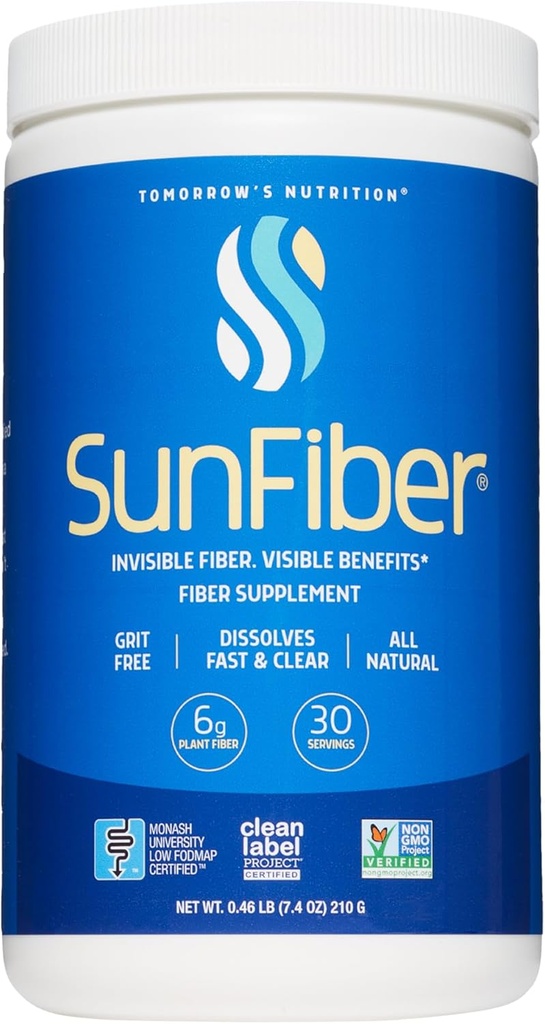 Morgendagens Nutrition, Sunfiber, Prebiotic Fiber supplement til fordøjelsessygdomme, Low FODMAP, Gluten- Free, Unflavored, 30 Servere