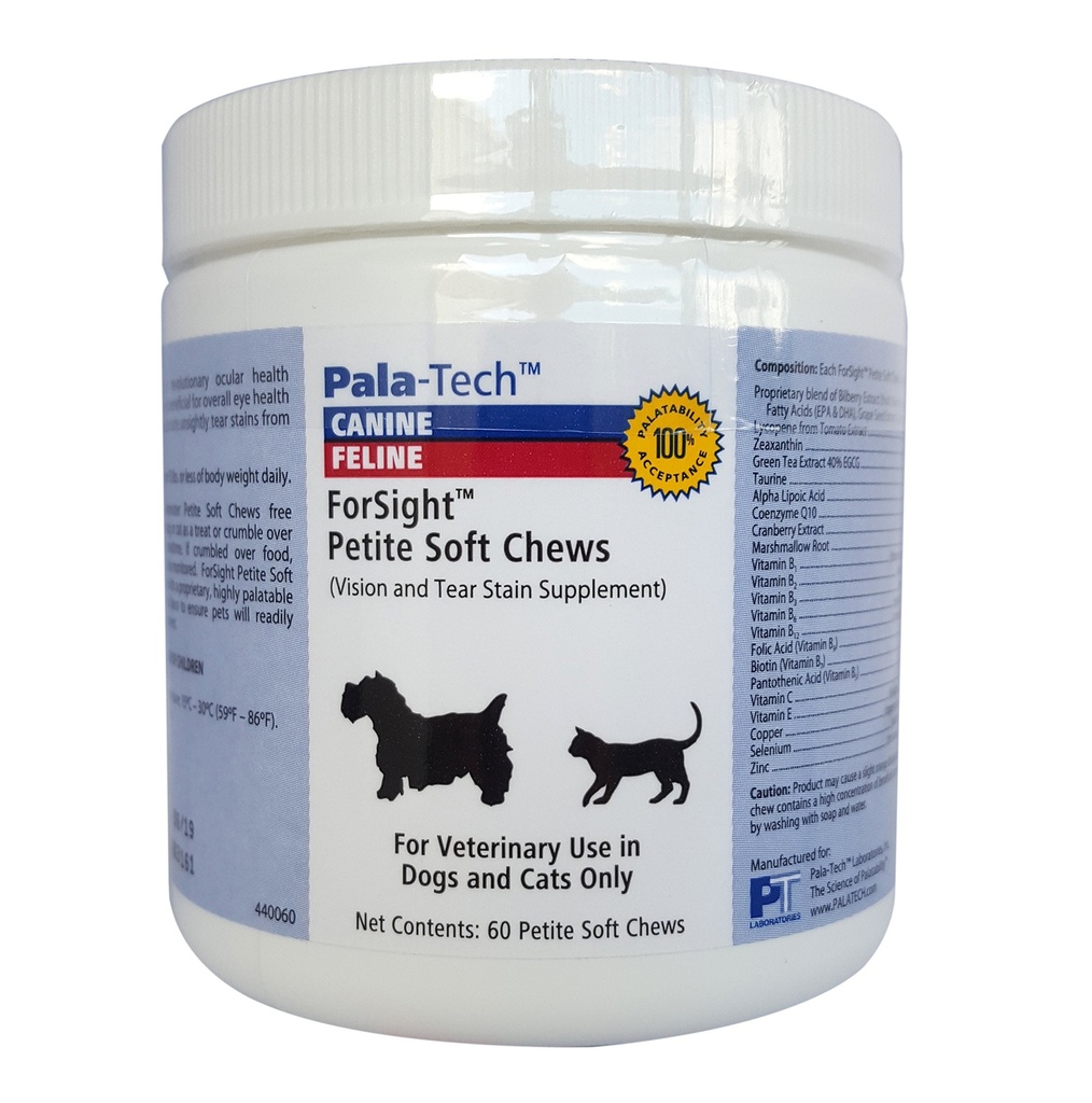 PalaTech Canine / Feline Forsight Petite Soft Chews - Tear Stain Chews for Dogs - Canine Eye Supplement - Understøtter Eye Health - Perfekt til kat & hund Eye Infektion Behandling