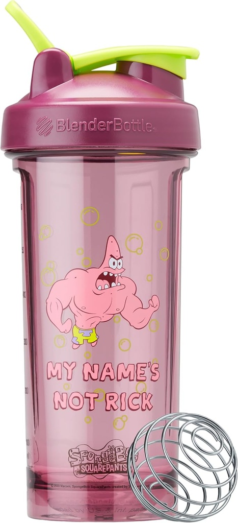 BlenderBottle Spongebob Shaker Flaske Pro Series Perfect for Protein Shakes and Pre Workout, 28-Ounce, Red, Mine navne Ikke Rick