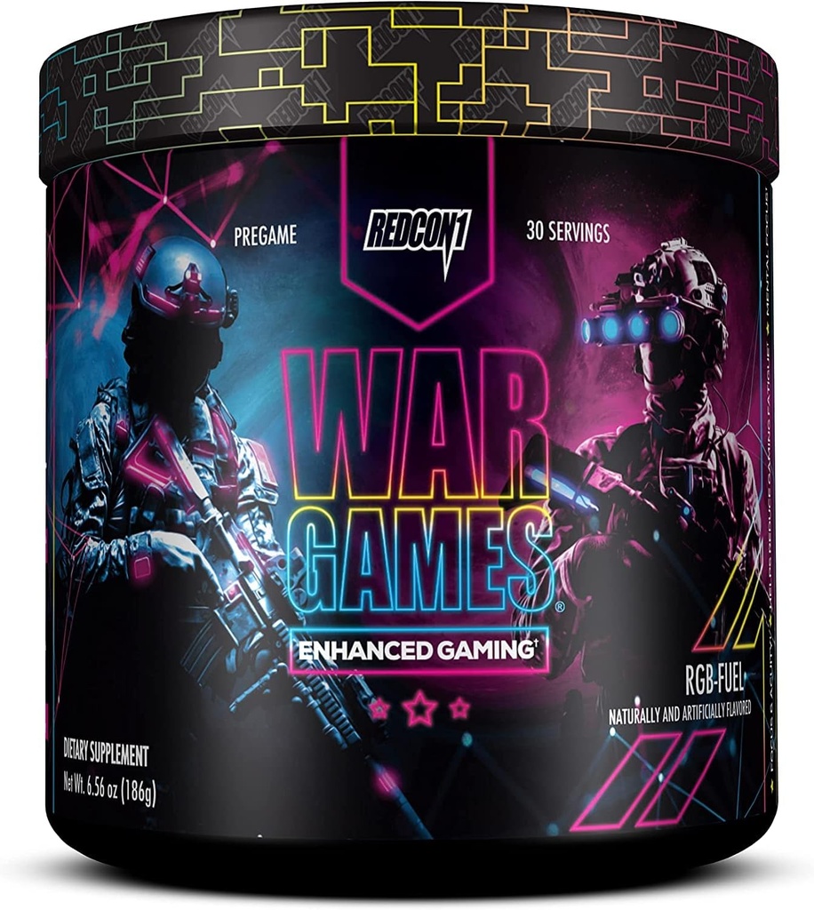 REDCON1 War Games, RGB- Brændstof - Keto Friendly Focus Formel - Focus Supplement med Nootropics + Green Tea Extract - Lav koffein Yerba Mate med TeaCrine & Dynamin (30 Servere)