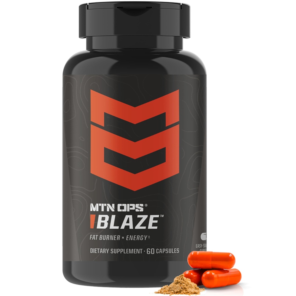 MTN OPS Blaze Fat Burner & Thermogen Metabolisme Booster for vægttab, 210mg koffein pr Servering Koffein piller til energi Boost, 30 Servering