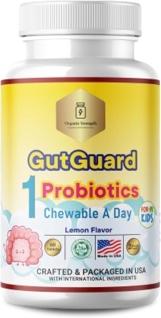 Kids Probiotika til Gut Health Buddy 124; Lemon Flavor, Halal Childrens Probiotika Buddy 124; 1 en dag for børn alder 4-12. Probiotika til børn, fremme fordøjelsesstøtte og wellness.