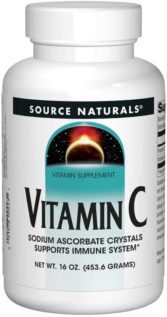 Source Naturals C-vitamin, natriumascorbat krystaller, understøtter immunsystemet * - 16 ounces