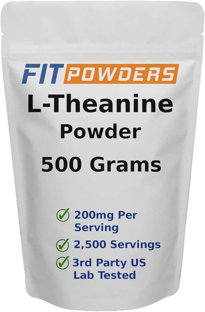L- Theanin Powder 100% Pure, Non- GMO, Vegan, Gluten Free Theanine Powder supplement (multiple størrelser) Mood and Cognitive, Stress Relief and Relaxation, Scoop inkluderet (500 Bedste)
