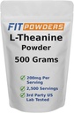 L- Theanin Powder 100% Pure, Non- GMO, Vegan, Gluten Free Theanine Powder supplement (multiple størrelser) Mood and Cognitive, Stress Relief and Relaxation, Scoop inkluderet (500 Bedste)