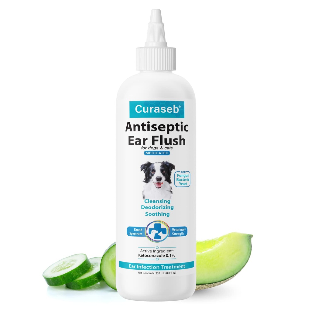 Curaseb hund øre infektion behandling løsning - lindrer Itchy & Inflammede ører - renser vragdele og buildup - 8oz