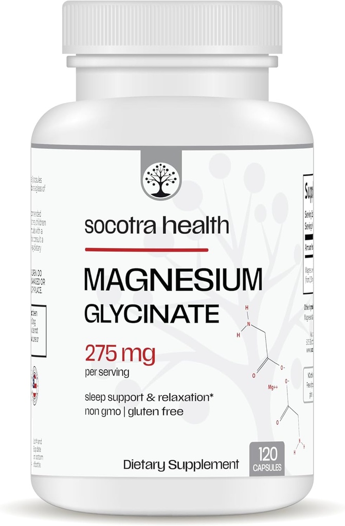 Magnesium Glycinat - Høj Absorption Magnesiumsupplement til søvn, afslapning - Chelated - Gluten Free - 120 Vegankapsler