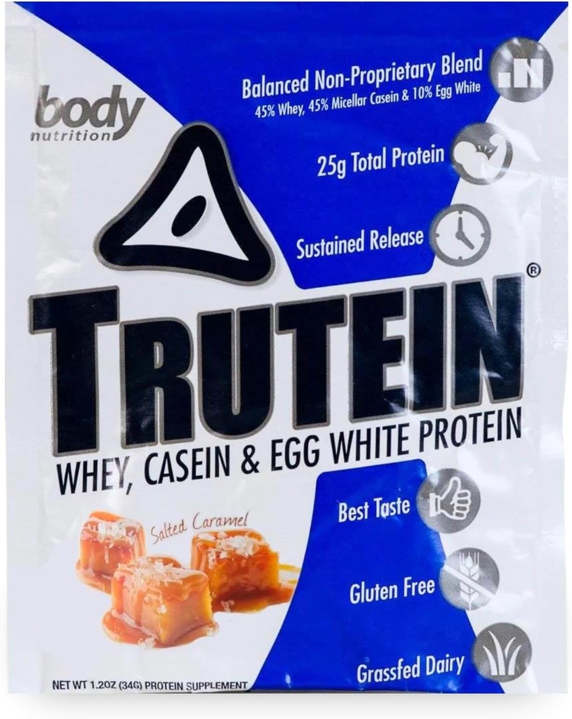 Krop Nutrition, Trutein Protein Powder, Breakfast Shake, Meal Erstatning, og Pre and Post Workout Inddrivelse Drink Mix, 25 Bedste Protein, Saltet Caramel, 34 Gram Sample