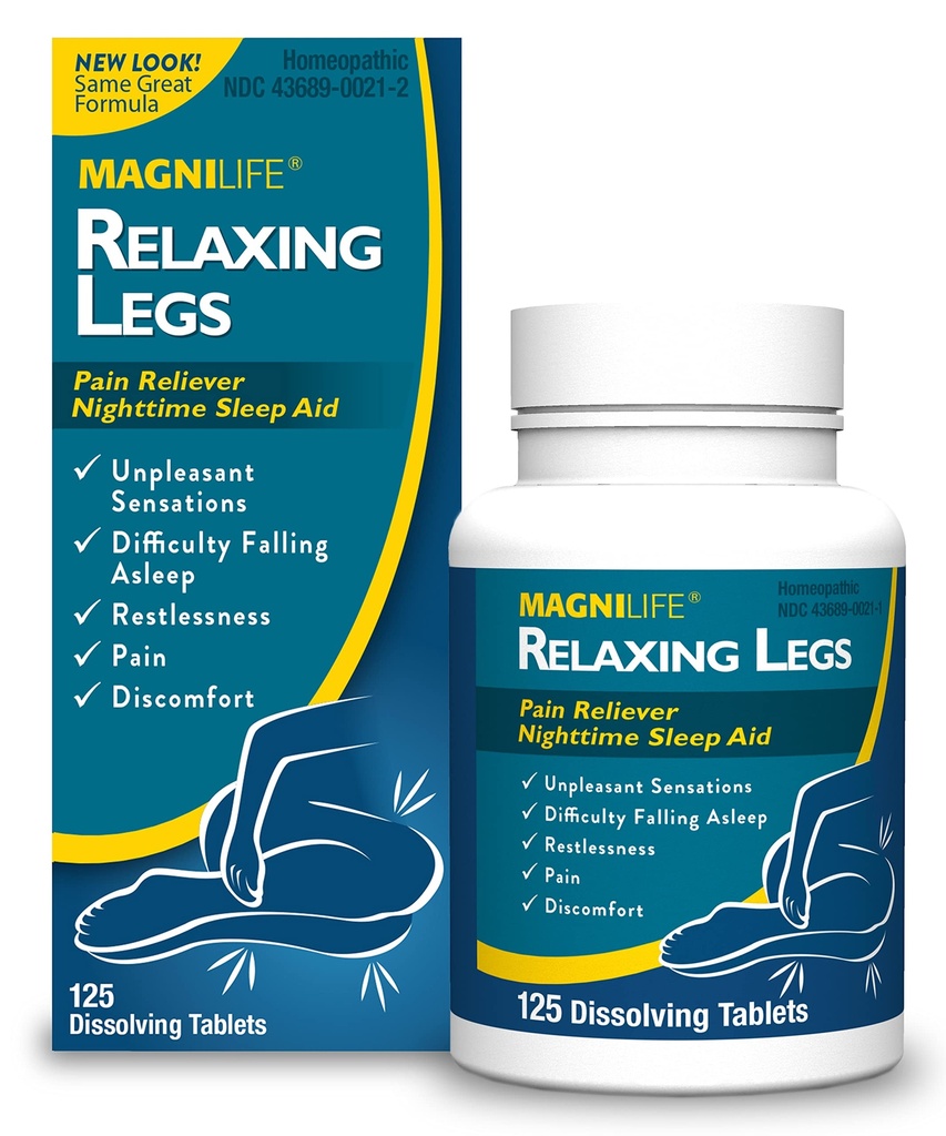 MagniLife Relaxing Legs, Restless Legs, Natural Sleep Aid and Pain Reliever, Calms Jerks, Rastless, and Discomfort - 125 Quick Dissoll Tablets