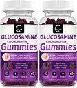 Glucosamin Chondroitin Gummies med MSM & Elderberry Extra Strength - Fleksibilitetsunderstøttelse, Antioxidant Immunsupport for voksne, Mænd & Kvinder - 60 Chondroitin Gummies (2 Pack)