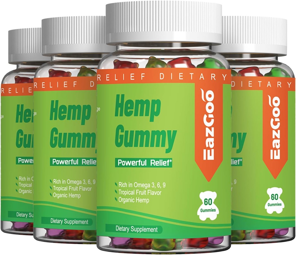 Natural Hamp Gummies 2.000.000 XXL Ekstra Styrke - Natural Edibles Fruity Gummy med Økologisk Hamp Olie- Vegan, Lavsukker, Non- GMO - 240 Counts