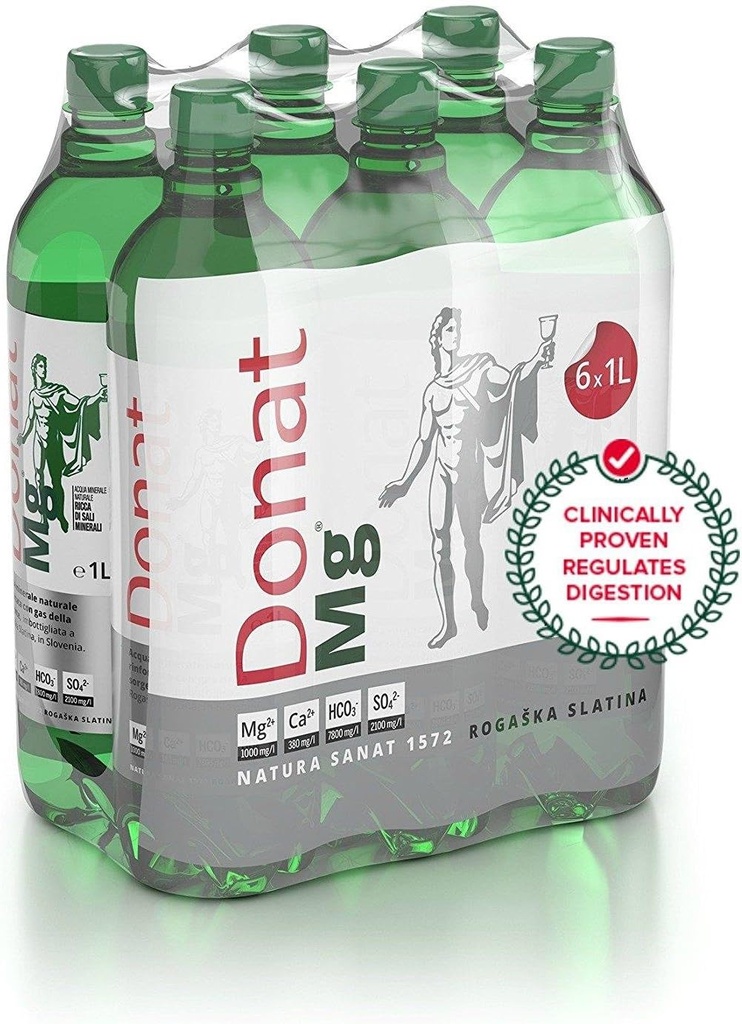 Naturligt Magnesiumvand - 1000 mg Magnesium i 1000 ml "Donat Mg" Bulk Pack 6x1L