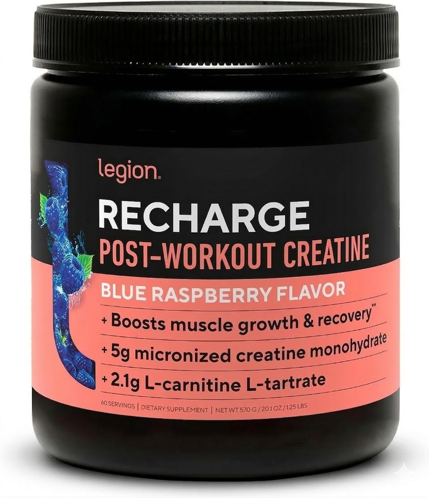 LEGION Recharge Post Workout Supplement - All Natural Muscle Builder & Recovery Drink med mikroniseret Creatin monohydrat naturligt sødet & smag (Unflavored, 30 Servering (pakke med 1)