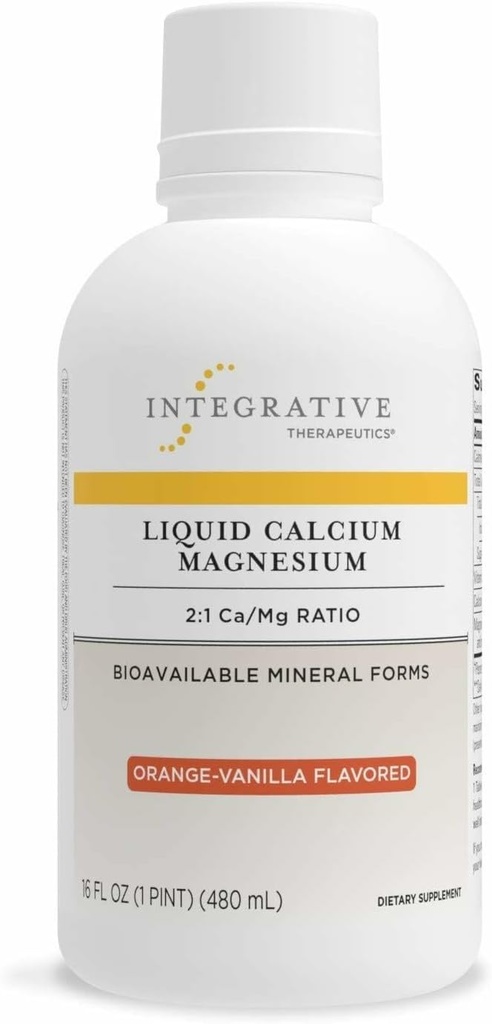 Integrative Terapeutik Flydende Calcium Magnesium 2: 1 - Calcium supplement til benstøtte * - Lækker, flydende formel - Indeholder ikke sukker, gluten eller mælk - Orange Vanilla, 16 oz (32 Servere)
