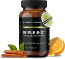 Mt. Angel Vitaminer - Triple B- 12 Dots Name 124; Fast- Opløsning Dots, Blend of Methylcobalamin, Adenosylcobalamin & Hydroxocobalamin, Understøtter Energi og Nervesystemet Sundhed - 60 Dots