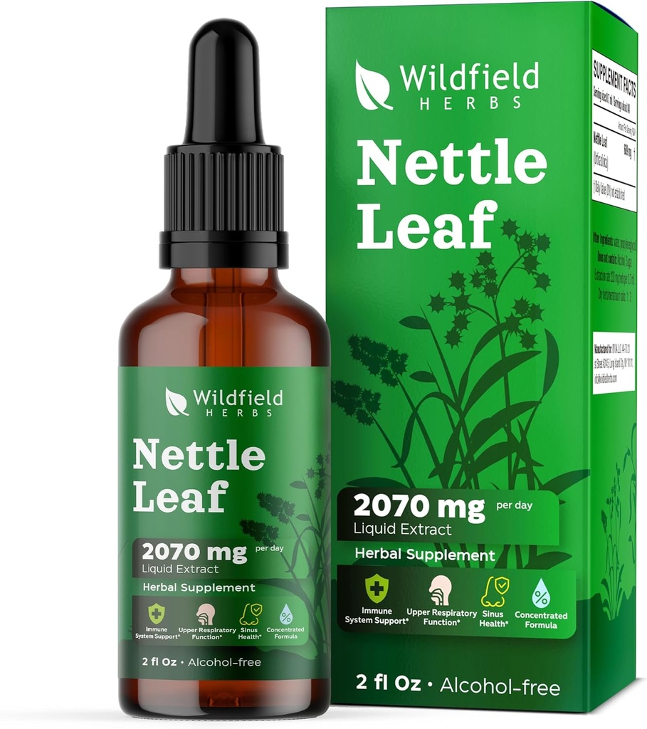 Stinging Nettle Leaf Extract Drops 2000mg (Urtica dioica L.) Urtetilskud Absorber Bedre end kapsler, 1 måned Tilgang, 84 Servering, Alkohol- Gratis tinktur - 2 Oz, pakke med 1
