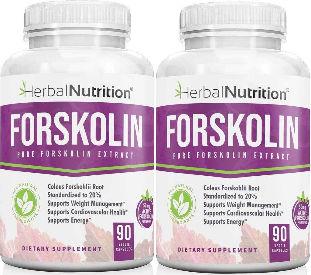 Forskolin til vægttab, 250mg- 500mg Max Strength Forskolin To Pack 90 Count Flasker, 20% Uddrag af Pure Forskolin, Ideel kost og Atleter Formel!