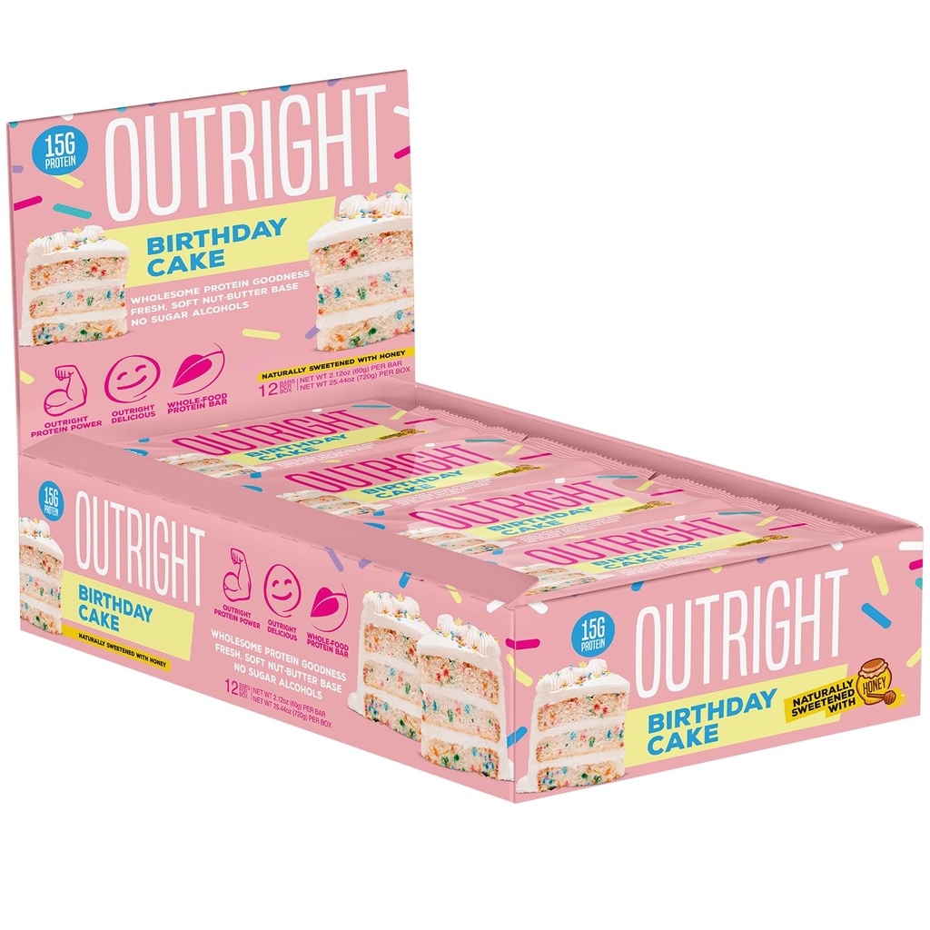 Ydre barer - Fødselsdagskage Peanut Butter - hel mad Protein Bar - Ingen sukkeralkoholer - MTS Nutrition (12 Greve)