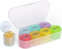NatureTouch Weekly Pill Organizer, BPA Free Medicine Organizer Rainbow 7 Day Pill Box, Daglig Portable Pill Conatainer til piller / Vitamin / Fish Oil / Kosttilskud [Laveste version]