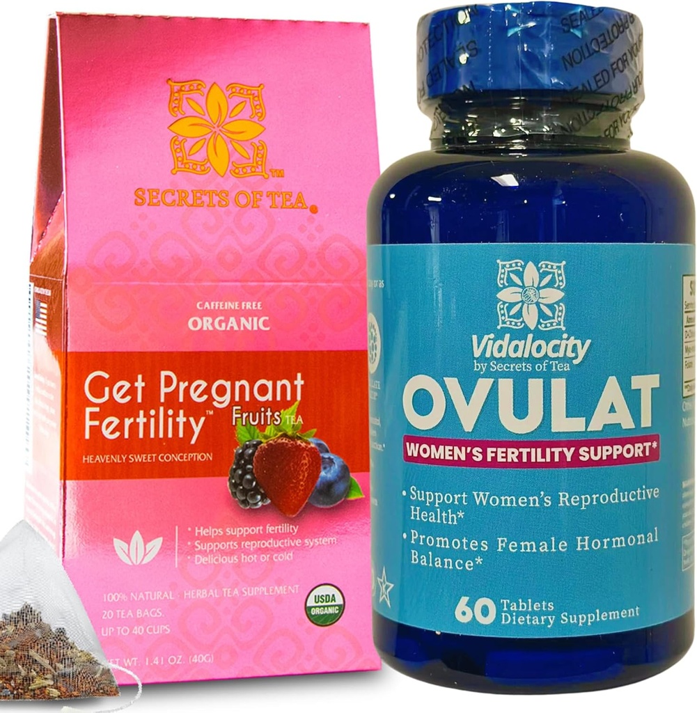 Hemmeligheder af te fertilitet Bundle - Fertilitet te og fertilitet kosttilskud til kvinder, prenatale vitaminer med Inositol, Vitex og Folate til at hjælpe støtte Hormone Balance for Kvinder