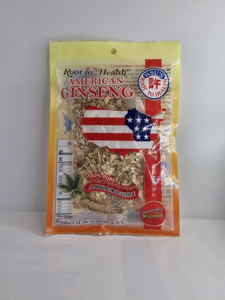Hsu 's Root to Health American Ginseng Slices, 1 oz, Dyrket i Marathon County, Wisconsin USA