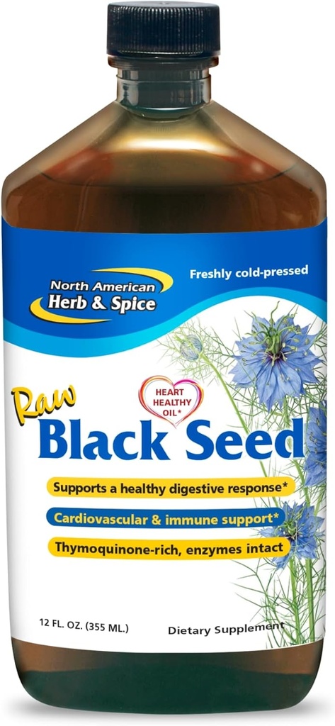 NORTH AMERICAN HERB & SPICE Black Seed Oil - 12 fl oz - Digestive & Immune Support - Contains Oreganol P73 Oregano Oil & Rosemary Oil - Non-GMO - 72 Servings