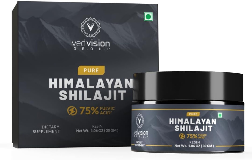 Pure Himalayan Shilajit Resin, 400mg A Grade High Potency med 75% + Fulvic Acid & 85 + Trace Minerals, Pure Shilajit for mænd og kvinder - med Lab Test Report - 75 Serveringer