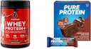 Six Star Elite 100% Whey Protein Plus Triple Chocolate 1.8lbs og Pure Protein Chocolate Deluxe Protein Bars 12 Count Pack