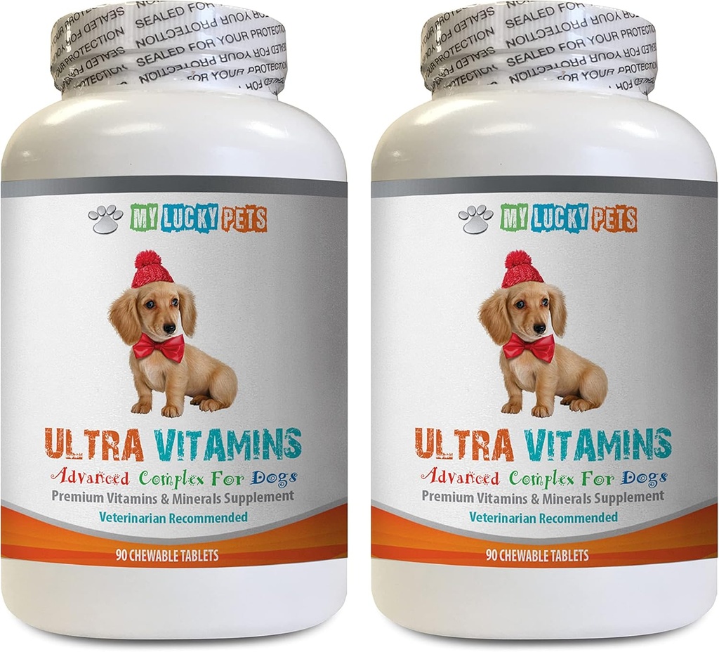 Immunstøtte Olie til hunde - Hund Ultra Vitaminer - Veterinarian Anbefalet - Immunstøtte - Hår hud øjne og knogler støtte - Hund Vitamin a - 2 flasker (180 Treats)