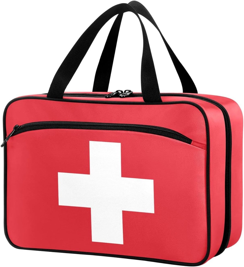 Naanle Pill Organizer taske Travel Pill Flaske Medicin Organizer Home Storage Medication Bag til vitamintilskud, White Cross Tom Red Førstehjælp taske til bilcamping, 1.0 Tæl