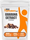BulkSupplements.com Guarana Extract Powder - Natural Coffein Supplement, from Guarana Seed, Guarana Powder - Gluten Free, 800mg per Serving, 250g (8,8 oz) (Pack of 1)