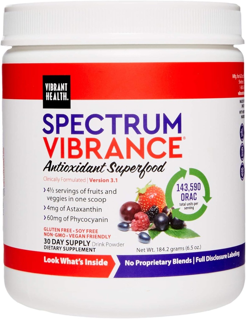 Vibrant Sundhed, Spectrum Vibrance, Vegansk Antioxidant Superfood Powder, 30 Servere (FFP)