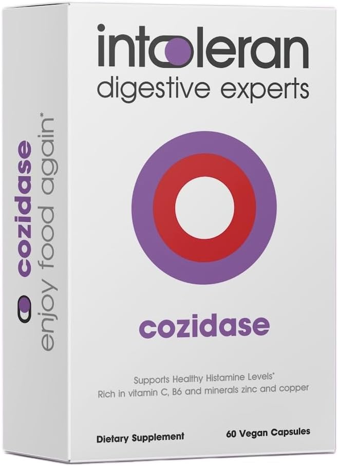 Intoleran Cozidase - 60 Capsules Note 124; Supplement for Histamine Intolerance & DAO Mangel på 124; Stimulerer Diaminoxidase (DAO) Enzyme Production