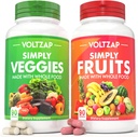 Frugt og Veggie Kosttilskud Økologisk: 180 Tæl med superfood Frugt og grøntsager til mænd Kvinder Blend af frugt og grønne for daglig sundhed 2Pack
