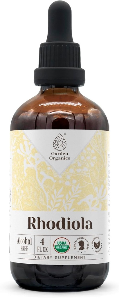 Rhodiola USDA Organic Mezzogiorno 124; Alkohol- Free Extract, Organic Herbal Drops, Support 124; Tinktur fremstillet af 100% Certificeret Organic Rhodiola (Rhodiola Rosea) Tørret Root 4 oz