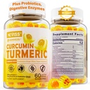 Sugar Free Gurkemeje Curcumin Fyldt Gummy 550mg til voksne, Ingefær & Sort Pepper Budd124; 95% Curcuminoids w / Prebiotic Probiotic & Postbiotic Blend, Support immunforsvar & fordøjelsessygdomme, Vegan, 60 Greve