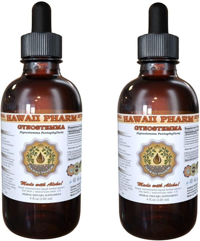 Hawaii iPharm Gynostemma Liquid Extract, Gynostemma (Gynostemma Pentaphyllum) Tinktur Supplement 2x4 oz