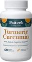 Mønster Wellness Gurkemeje Curcumin - 1300mg - 95% Curcuminoider med BioPerine ® Black Pepper - Fælles, kognitiv & immunforsvar - ikke-GMO, Gluten Free - 60 kapsler