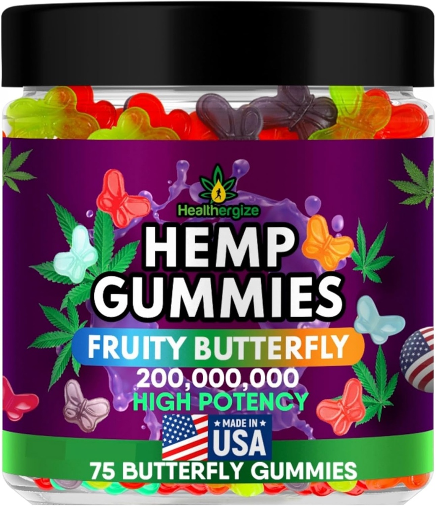 Hemp Gummies High Potency Hemp Oil Infused, Soft Gummy Bears Edibles, Peace and Relaxation, Serene Calm Bedtime, Omega 3 6 9- Made in USA