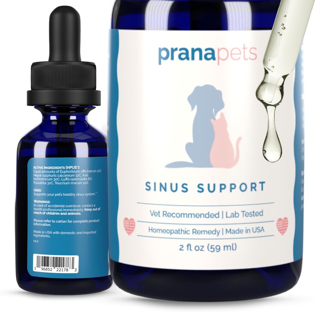 PranaPets Sinus Support Liquid Support for Kæledyr124; Naturlig Understøtter Kat & Dog Sinus Relief