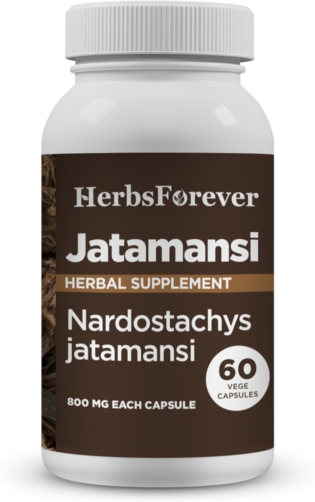 HerbseveryJatamansi Kapsler D124; Nardostachys Jatamansi D124; Premium Herbal supplement til afslapning, hårpleje og wellness D124; 60 Vegan Kapsler, 800 Mg hver