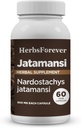 HerbseveryJatamansi Kapsler D124; Nardostachys Jatamansi D124; Premium Herbal supplement til afslapning, hårpleje og wellness D124; 60 Vegan Kapsler, 800 Mg hver