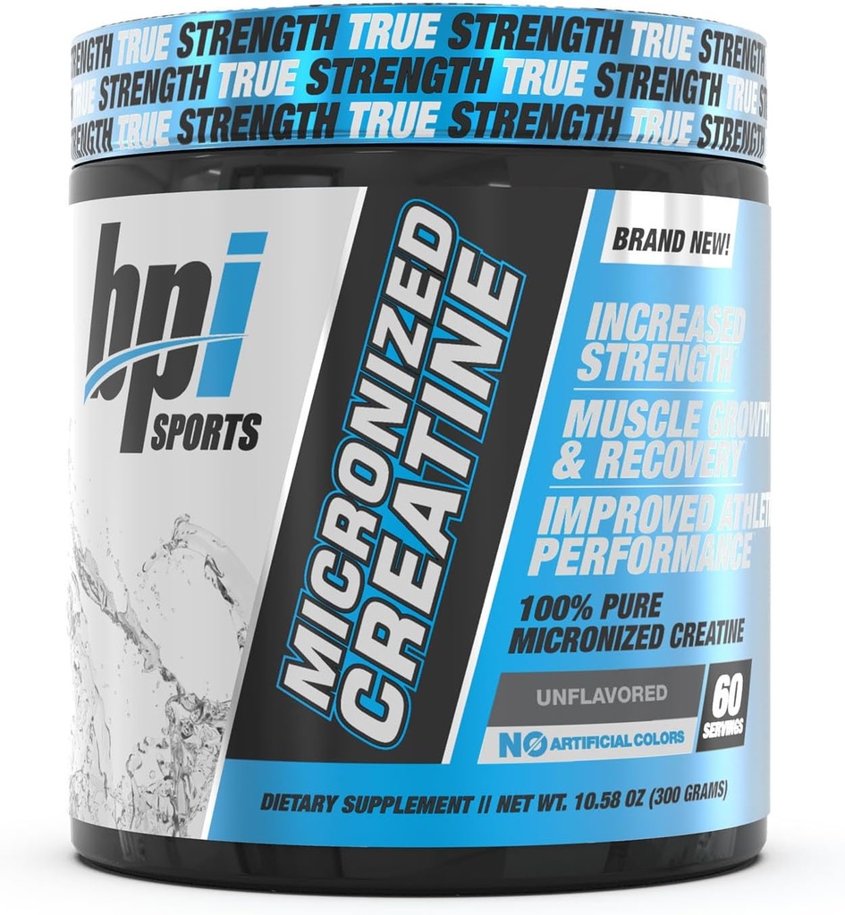 BPI Sport Mikroniseret Creatin - øge styrke - Reducere træthed - Lean Muscle Building - 100% Pure Creatin - Bedre absorption - Understøtter muskelvækst - Unflavored - 60 Servering - 10.58 Ounce
